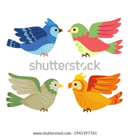 Birds collection. Different small birds set. Wildlife animal vector illustration.