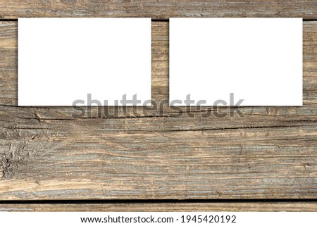 Creative layout. Business card or paper sheet on old wooden board, Сopy spaсe