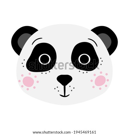 Cute panda. Vector illustration, isolated on a green background. Scandinavian style flat design. Concept for children print.