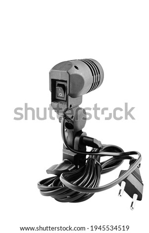 Lamp holder for a softbox with one bulb. Studio lighting assembly sequence. Continuous lighting, photo equipment.