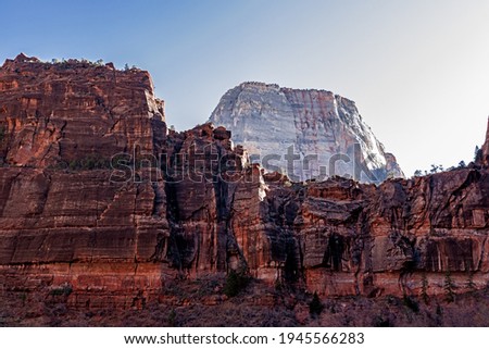 panoramic view of kolob canyon, with autumn fall colors at zion national park.