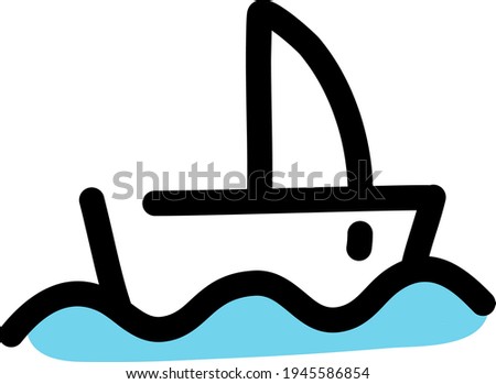 Ship on a sea, illustration, vector on a white background