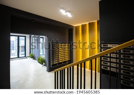 Interior of the corridor hall, apartment building
 Royalty-Free Stock Photo #1945605385