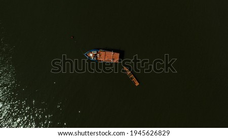Aerial Landscape photgraphy from a fisher boat anchored at Ilha das Caieiras, Vitória, Espírito Santo, Brazil.