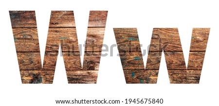 Wooden letters. Letter W. English alphabet isolated on white background. With clipping path