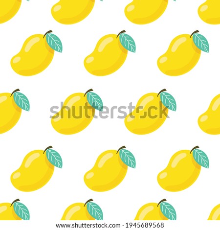 Seamless pattern mango fruits on white background. vector illustration.