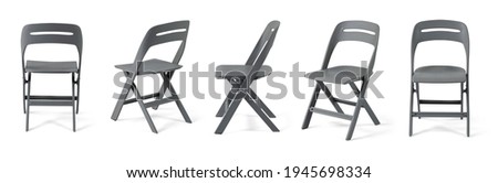 plastic chair at different angles isolated  on a white background . Fold and open the chair Royalty-Free Stock Photo #1945698334