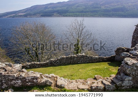 Old Ruins, with Loch Ness, Scotland, in the Background, on a Sunny day
