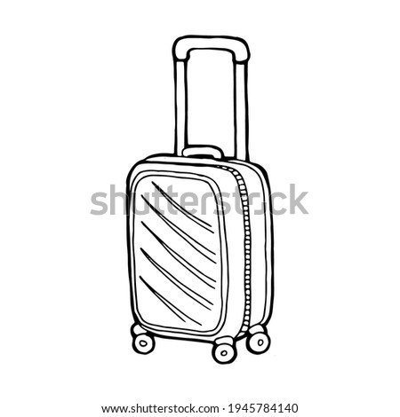 Travel suitcase in doodle style clip art Hand luggage vector