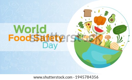 world food safety day on June 7 business brochure flyer banner design horizontal template vector, cover presentation abstract, modern publication poster and flag-banner, layout in rectangle size. Royalty-Free Stock Photo #1945784356