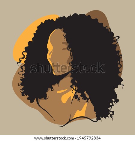 WOMAN BEAUTY SILHOUETTE CURLY AFRICAN HAIR Royalty-Free Stock Photo #1945792834