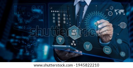 Double exposure of financial graph. Stock market chart. Businessman hand using tablet and stock market or forex graph, Forex investment business internet technology concept.