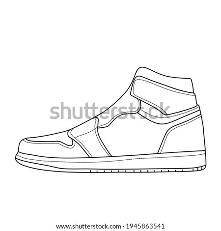 Colorless, transparent, men's shoe vector of a sneaker, editable