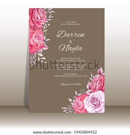 Elegant wedding invitation with watercolor floral ornament