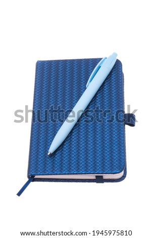 pen with notepad isolated on white background