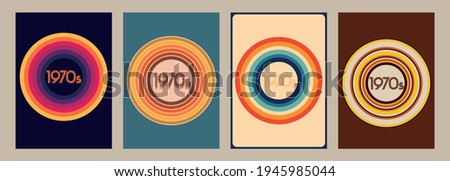 1970s Posters, Covers Template Set, Vintage Color Backgrounds Royalty-Free Stock Photo #1945985044