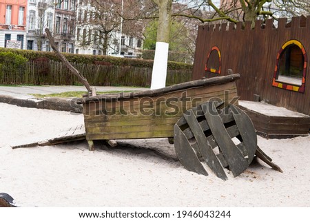 wooden cart on the playground