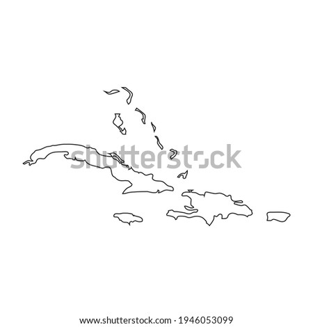 Caribbean map on white background