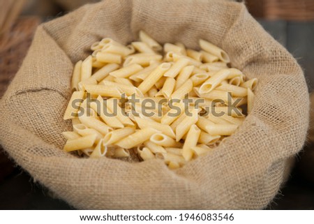 Homemade pasta for sale at the market. Italian style cuisine