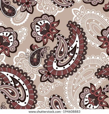 Turkish cucumber seamless ornate pattern monochrome background