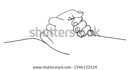 Hold one's hands continuous line drawing. 
People shaking hands one line. Vector illustration for poster, card, banner valentine day, wedding,Coffee cup and t-shirt Royalty-Free Stock Photo #1946133124