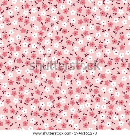 seamless vintage pattern. light pink background, white and pink flowers. vector texture. beautiful print for textiles and wallpaper.