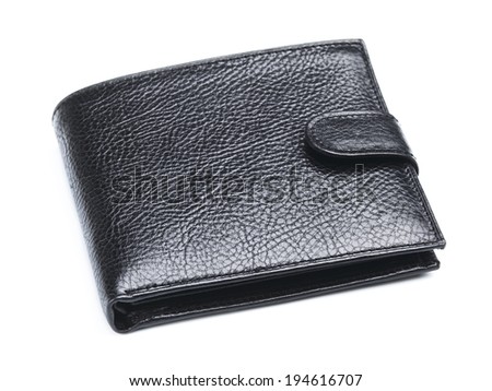 black leather wallet, isolated on white background
