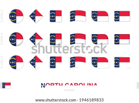 North Carolina flag set, simple flags of North Carolina with three different effects. Vector illustration.