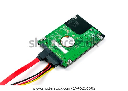 Hard disk sata cable on white background.