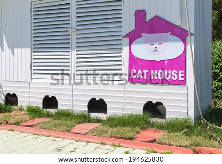 Nice looking cat house for four cats