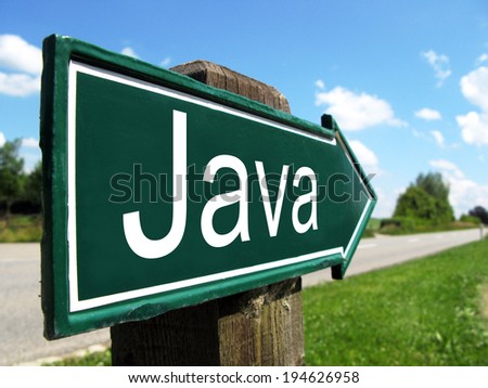 Java signpost along a rural road