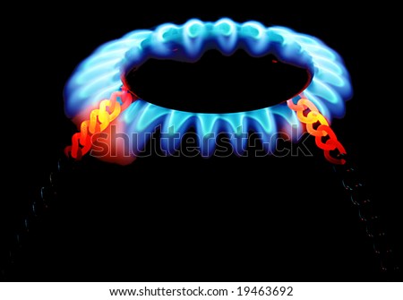 Abstract picture of gas burner hold by chains