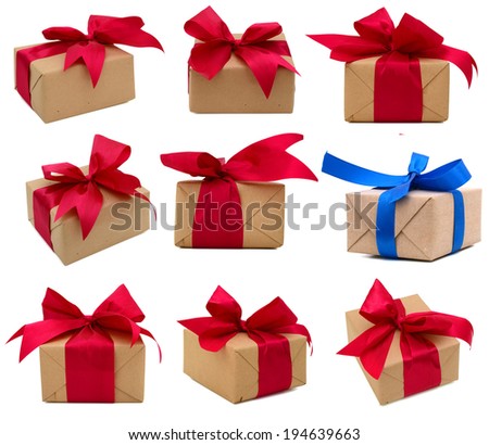 A shopping gift box, wrapped 