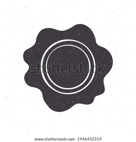 Silhouette of vintage wax seal. Vector illustration. Security stamp for retro mail. Symbol of secret message. Clipart for packaging, menus, signboards, greeting cards. Isolated white background