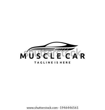 Retro Muscle Car Vector Illustration Isolated on White Background