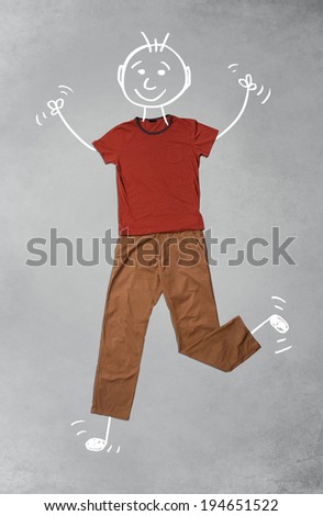 Cute funny hand drawn cartoon character in casual clothes