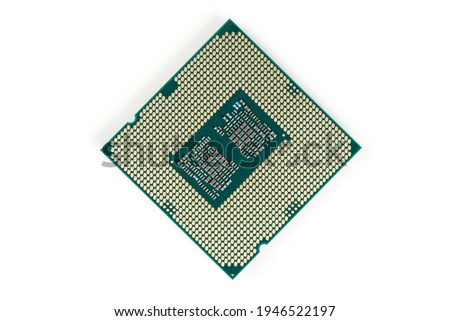 CPU Central Processing Unit or Microchip Computer isolated on white background. Royalty-Free Stock Photo #1946522197