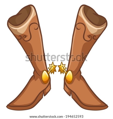 Illustration of a pair of boots with a gold design on a white background
