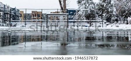 soccer field in snow, background 
