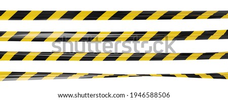Realistic vector crime tape with black and yellow stripes. Warning ribbon Royalty-Free Stock Photo #1946588506