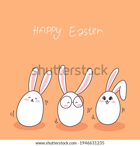 Easter bunny and eggs design of vector. Cartoon illustration style.