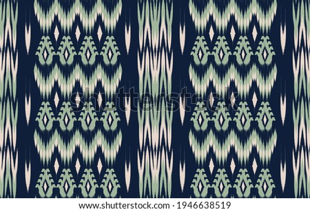 Blue ethnic abstract ikat art. Seamless pattern in tribal, folk embroidery, and Mexican style. Aztec geometric art ornament print.Design for carpet, wallpaper, clothing, wrapping, fabric,cover,textile