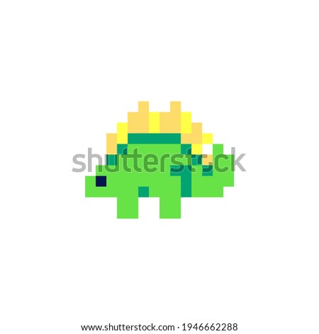 Pixelated cartoon dinosaur. isolated vector illustration. pixel art. 8 bits