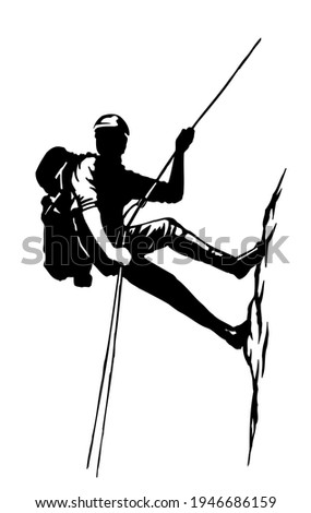 Editable vector illustration of climber silhouette.
