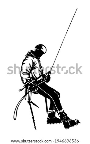 Climber silhouette illustration in editable vector.