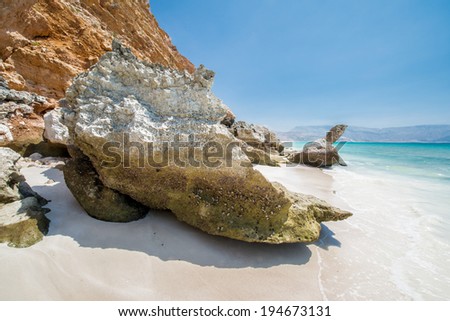 Stones on the calm coast of the ocean