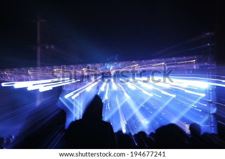 Stage lighting effect in the dark, fuzzy figure 