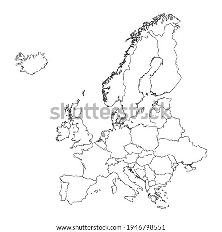 Silhouette Europa map vector illustration