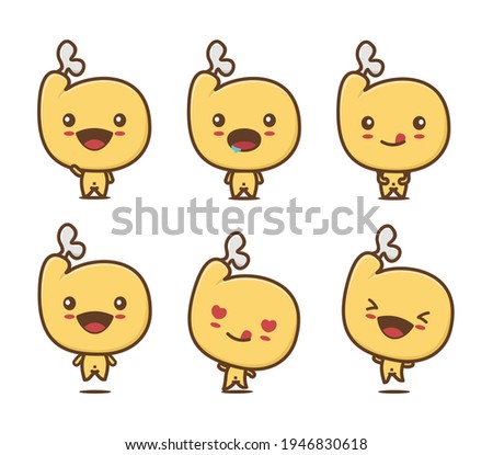 set character of chicken thighs with different expressions