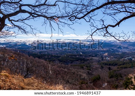 Kislovodsk National Park, A Path In Autumnal Forest In Kislovodsk National Park, Russia, panoramic view of Elbrus